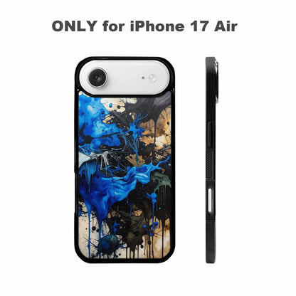 iPhone 17 Air Case — Black Blue Ink Camo Patches Camo, Customized Protective Case