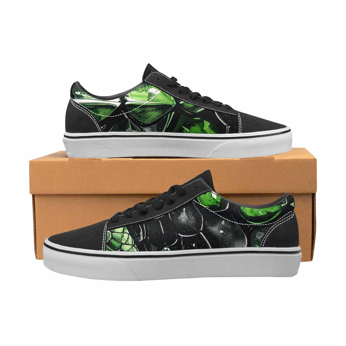 WOMEN'S Reptile Scale Lace-Up Canvas Melting Art Custom Sneakers