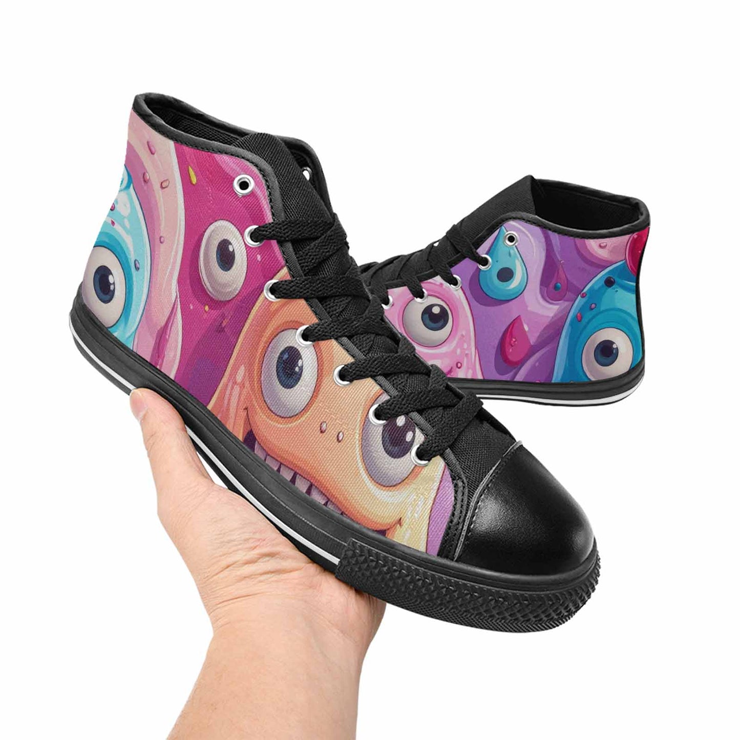 MEN'S Melting Icecream Monster Cherry High Top Canvas Grunge Sneakers