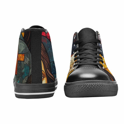 WOMEN'S Jesus Face Small High Top Canvas Cottagecore Sneakers
