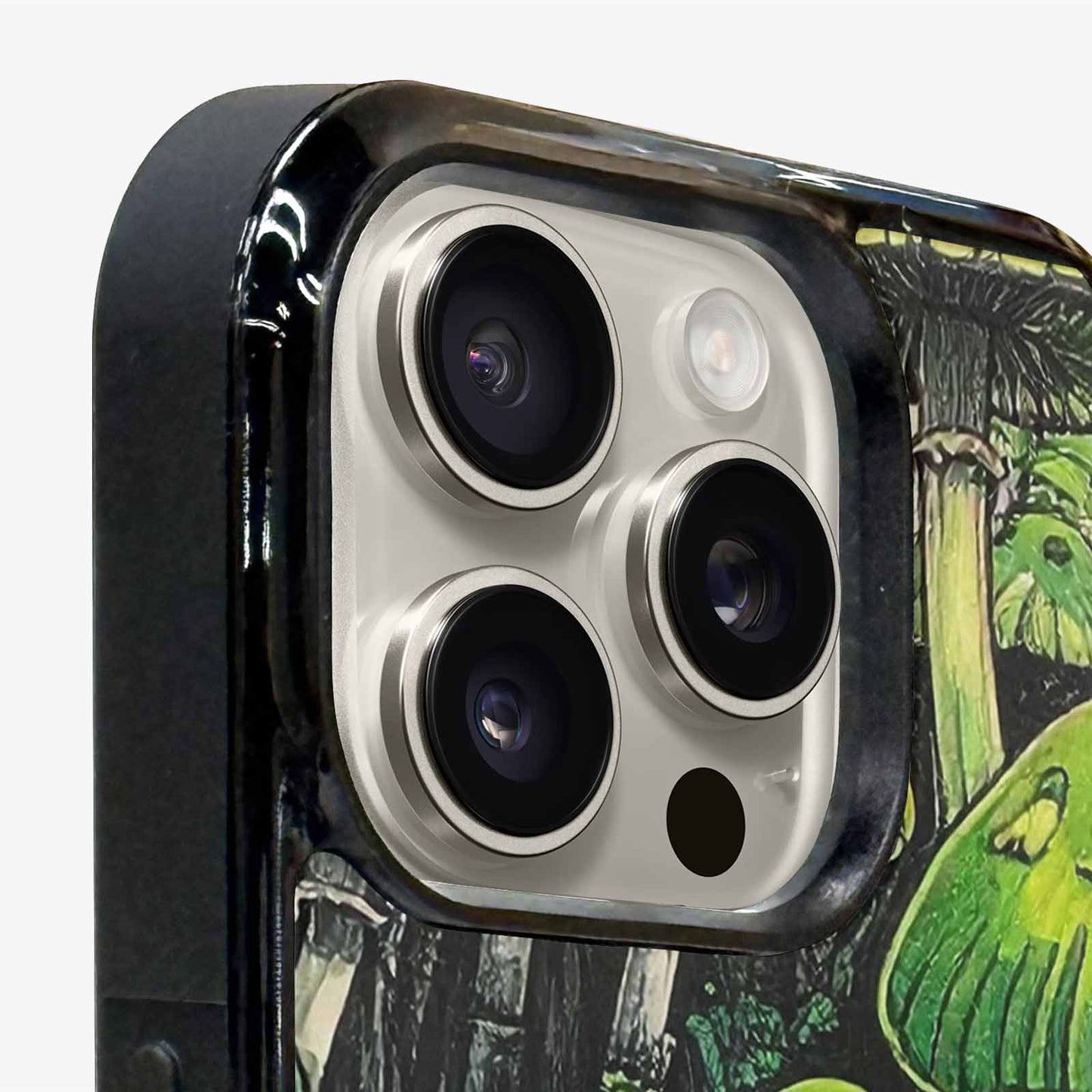 iPhone 16 Pro Max Case — Rainbow Drip Mushrooms Black Green Ink, Original Design Phone Case