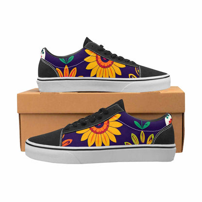 WOMEN'S Sunflowers And Skulls Canvas Lace-Up Vibrant Chaos Sneakers