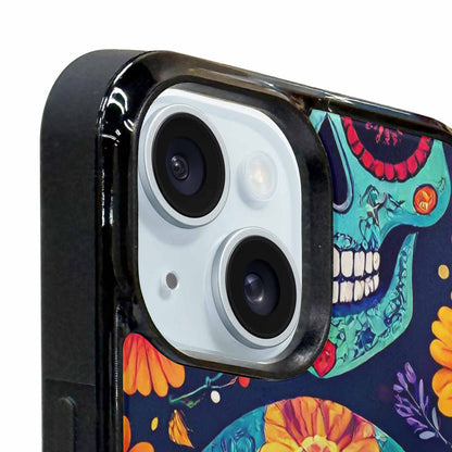 iPhone 15 Plus Case — Rainbow Sugar Skull Weave 3 Personalized, Unique Phone Case Design