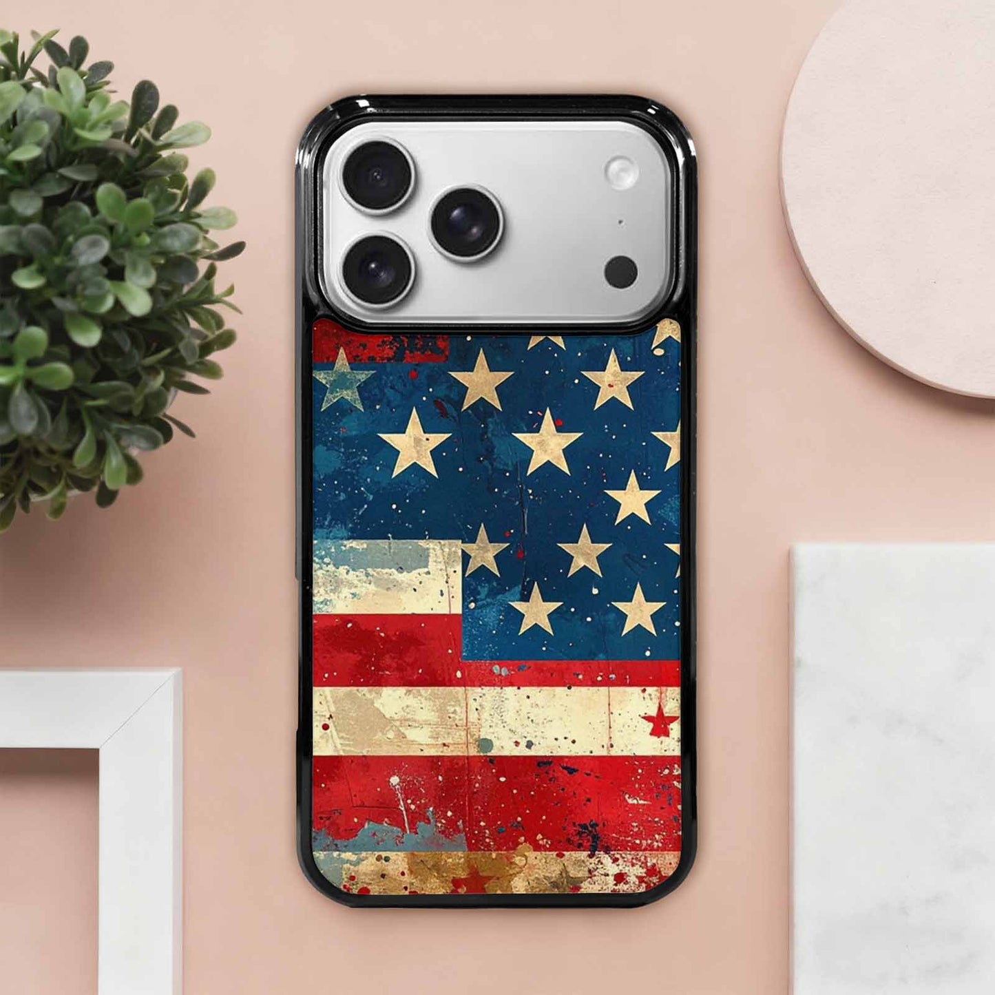 iPhone 17 Pro Max Case — Small American Flag Stars Galaxy Space, Customized Protective Case