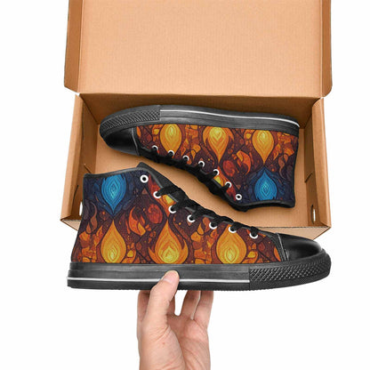MEN'S Fire Flame High Top Canvas Dark Academia Custom Sneakers