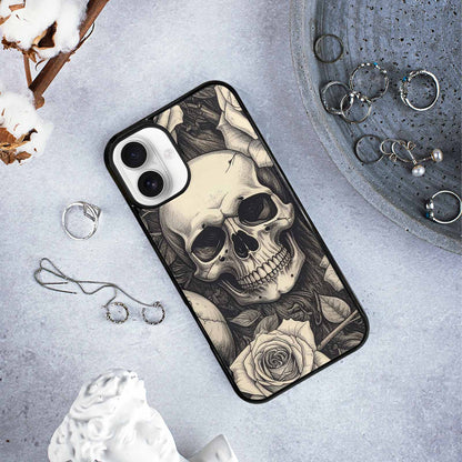 iPhone 16 Plus Case — 20 Skulls Overlapping Seamless Tileable Pattern, Custom Printed Phone Case