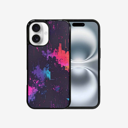 iPhone 16 Case — Glitch Dark Art Seamless Pattern Vibrant, Custom Printed Phone Case