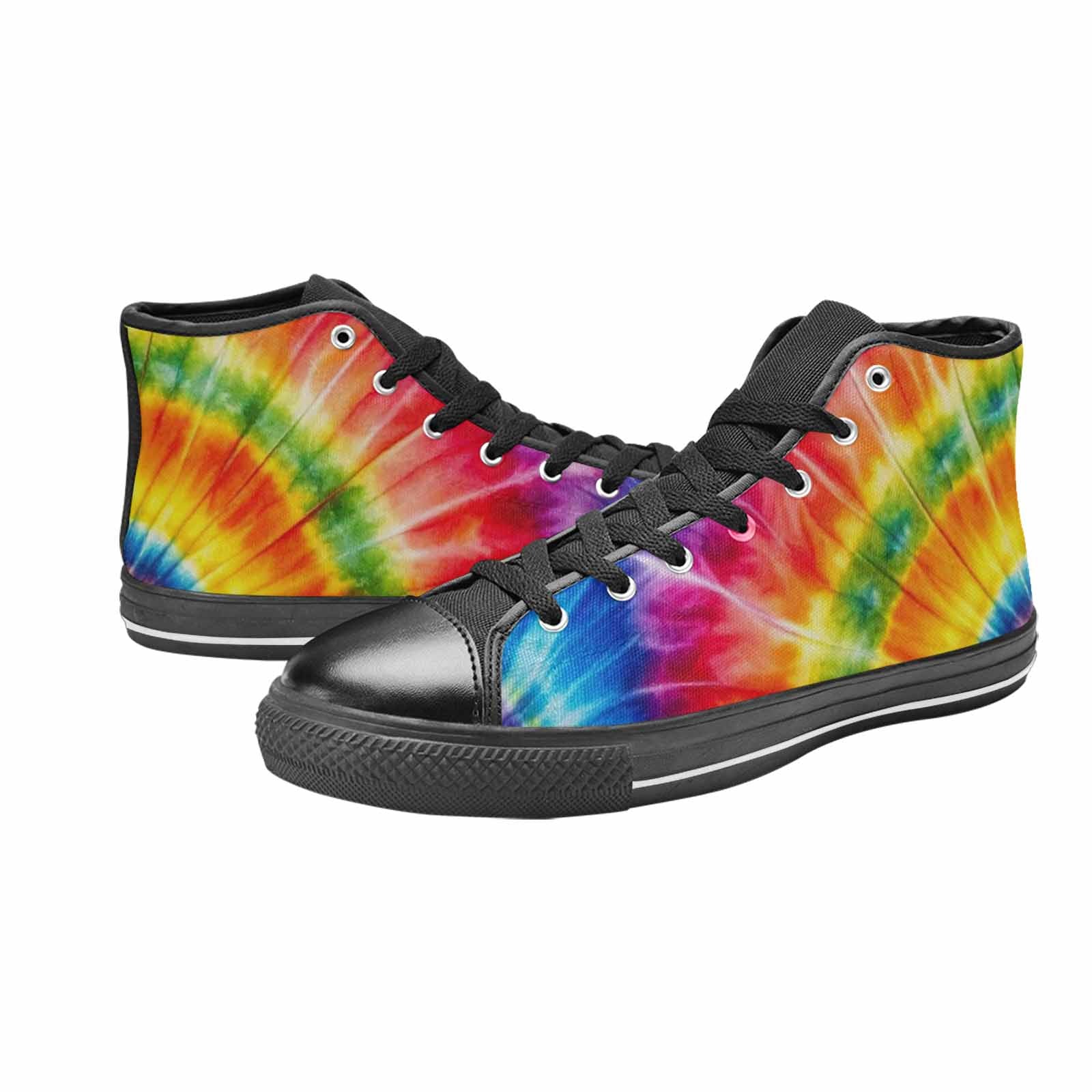 MEN'S Tie Dye Rainbow Spiral High Top Canvas Neon Fantasy Custom Sneakers