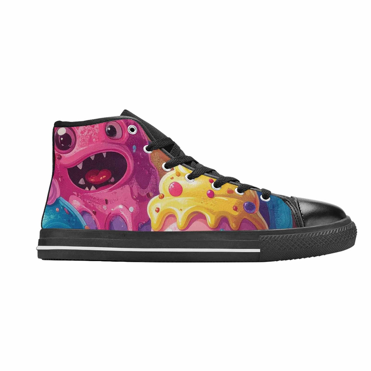 MEN'S Melting Icecream Monster Cherry High Top Canvas Neon Fantasy Sneakers