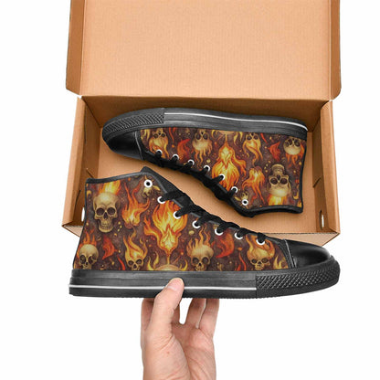 WOMEN'S Skulls - Flaming High Top Canvas Dark Academia Shoes