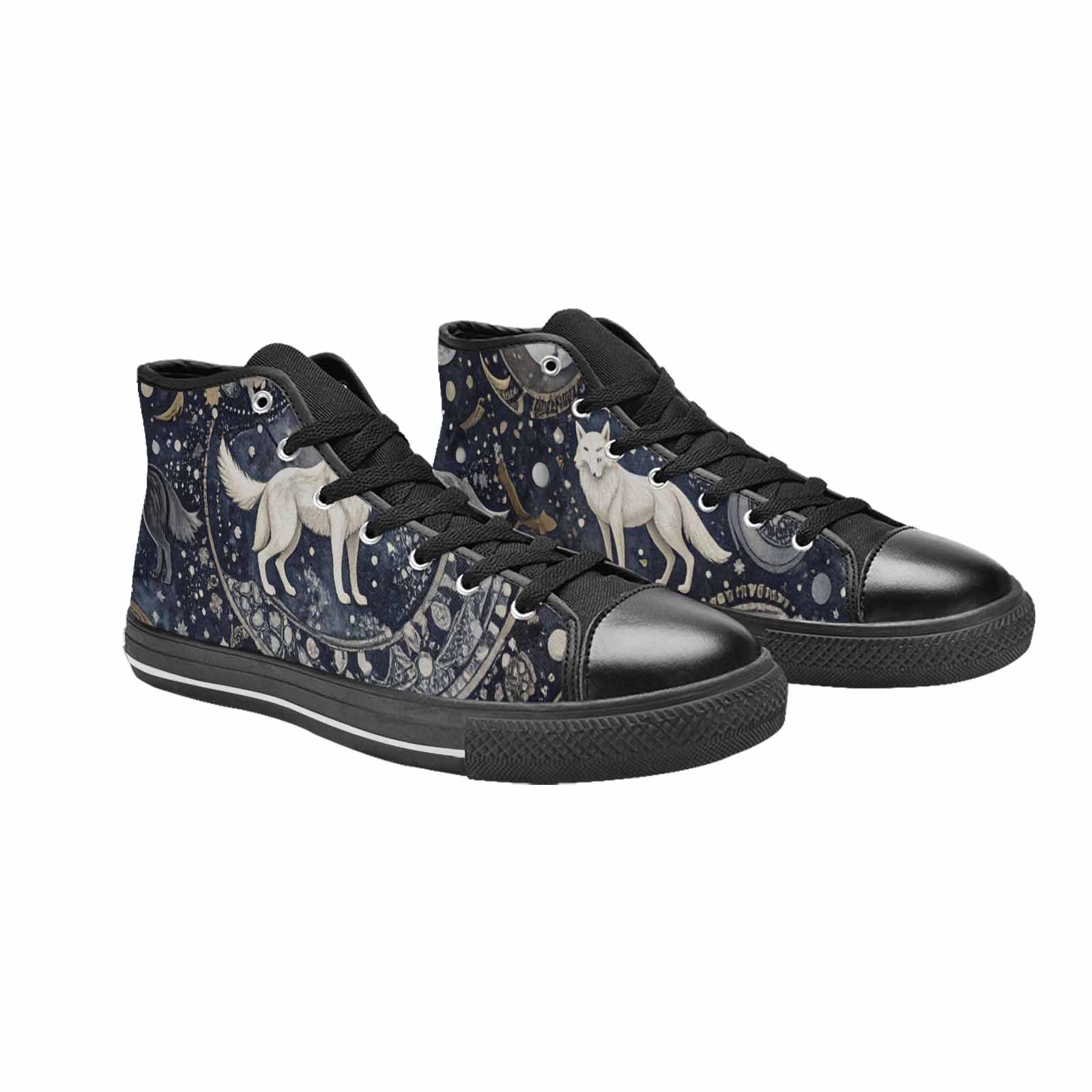 WOMEN'S Wolves Everywhere Collage High Top Canvas Dark Academia Sneakers