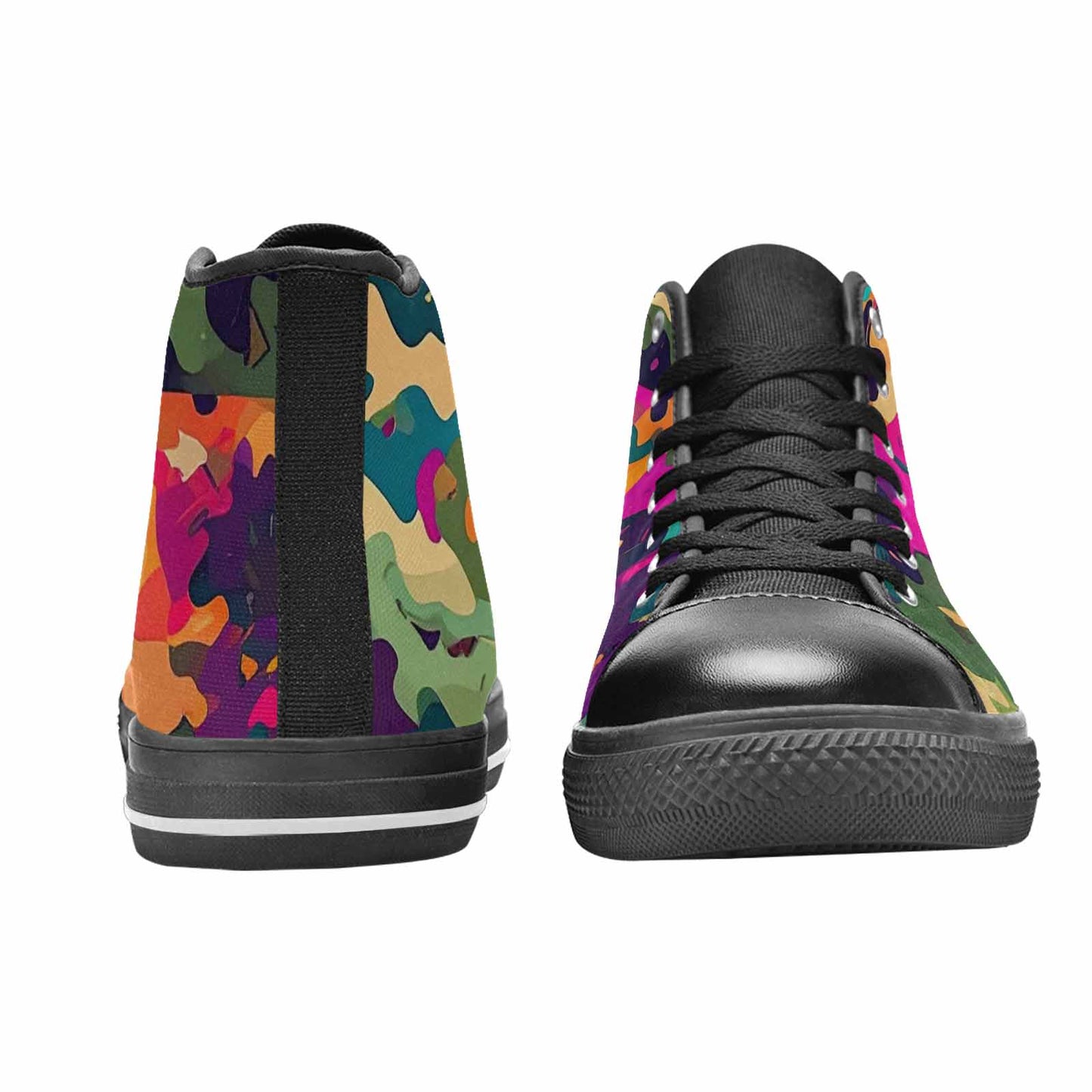 MEN'S Military Camouflage Blotch High Top Canvas Wallpaper Art Shoes
