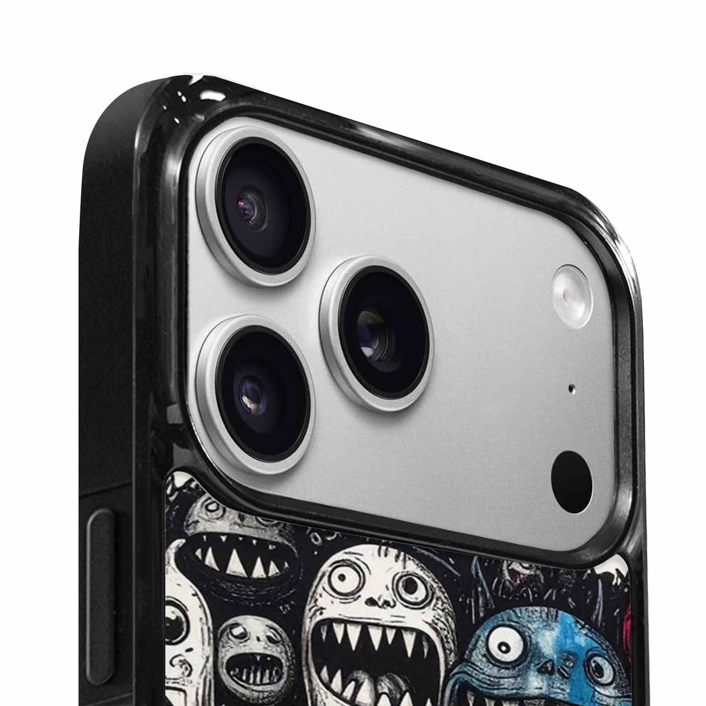 iPhone 17 Pro Case — Black Ink Linework Creature Pattern Original, Unique Phone Case Design