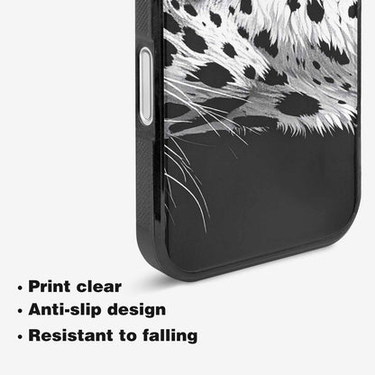 iPhone 16 Case — Leopard Print Black And White Style, Custom Printed Phone Case