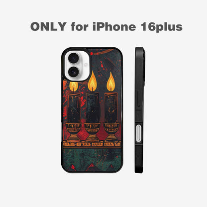 iPhone 16 Plus Case — Kwanzaa Kinara Pattern Seamless Repeat African, Custom Print Case Cover