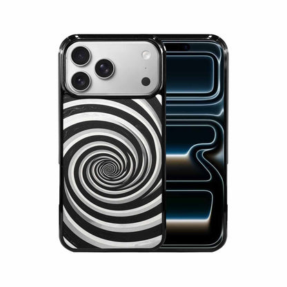 iPhone 17 Pro Max Case — Hypnotic Spiral Optical Illusion Original Art, Custom Printed Phone Case