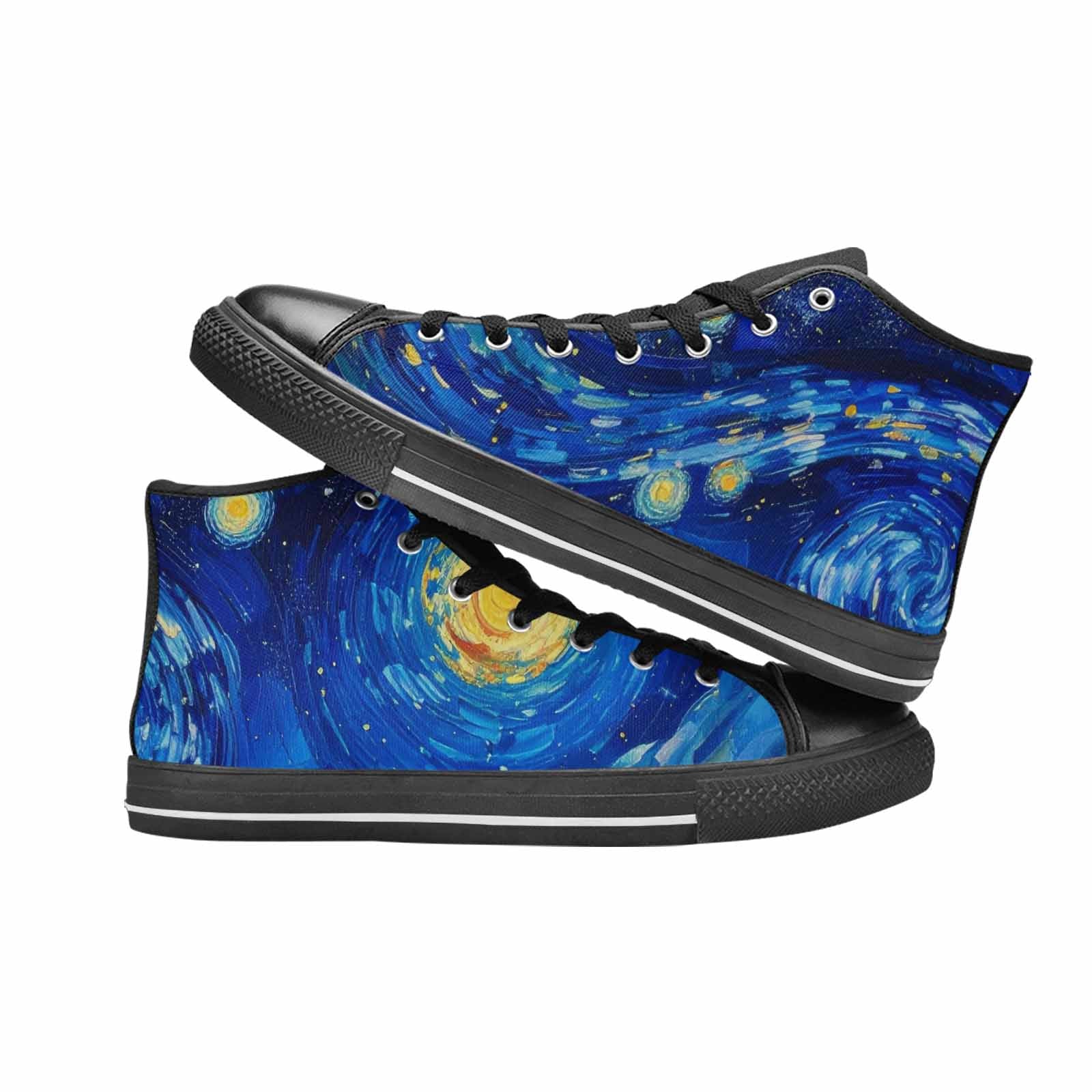WOMEN'S Starry Night Van Gogh High Top Canvas Grunge Sneakers