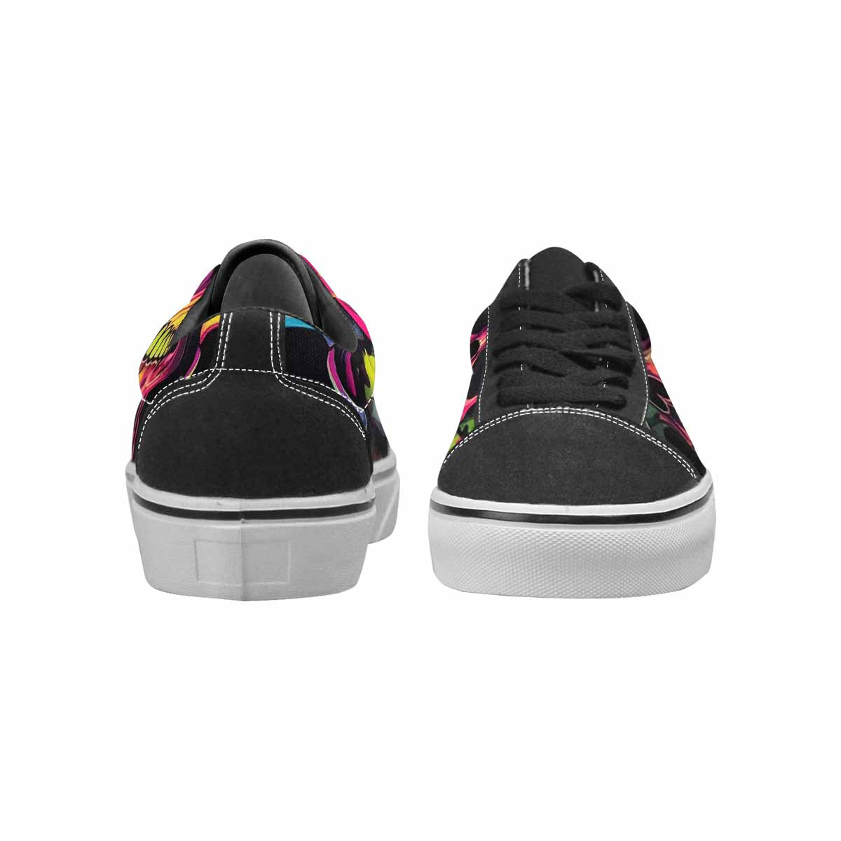 WOMEN'S 1000s Skulls Neon Camo Lace-Up Canvas Melting Art Custom Sneakers