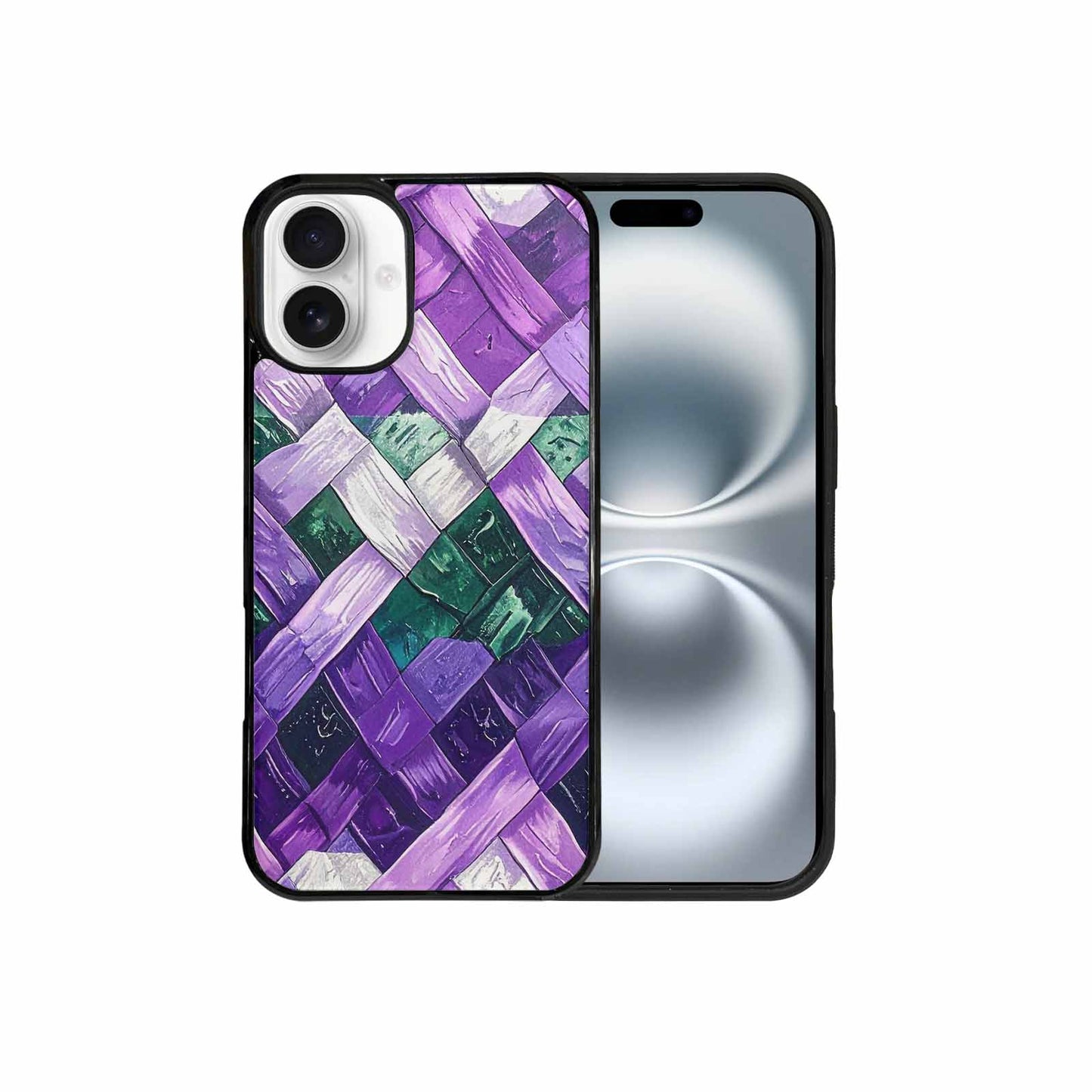 iPhone 16 Plus Case — Genderqueer Flag Color Theme Small Rainbow, Personalized Phone Case