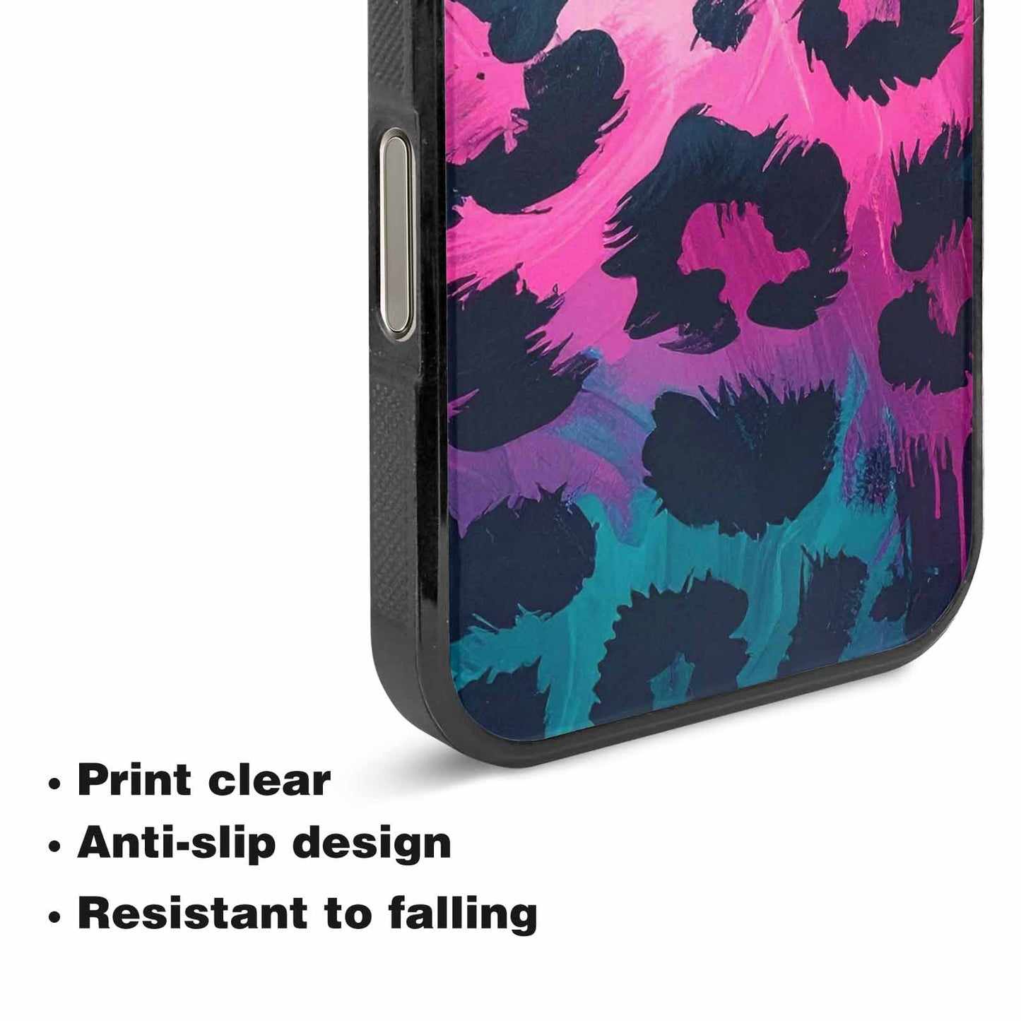 iPhone 16 Pro Max Case — Leopard Neon Pink Teal Airbrush, Custom Phone Case