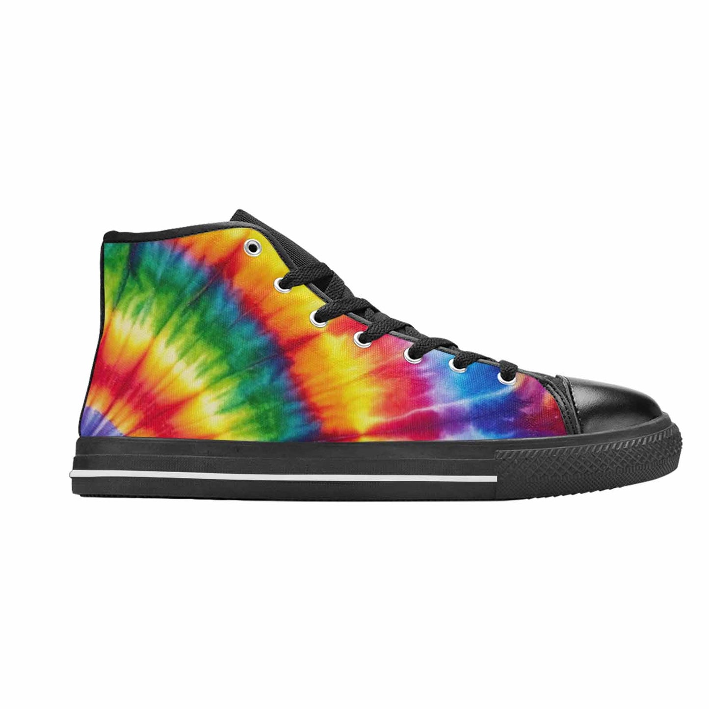 MEN'S Rainbow Spiral Tie Dye Alt High Top Canvas Vibrant Chaos Custom Shoes