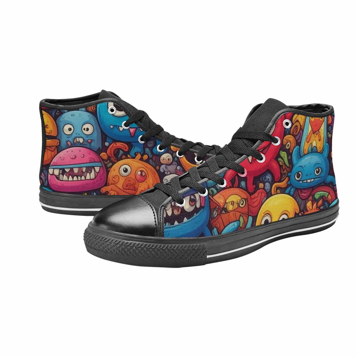 MEN'S Cartoon Monster Character High Top Canvas Grunge Custom Sneakers