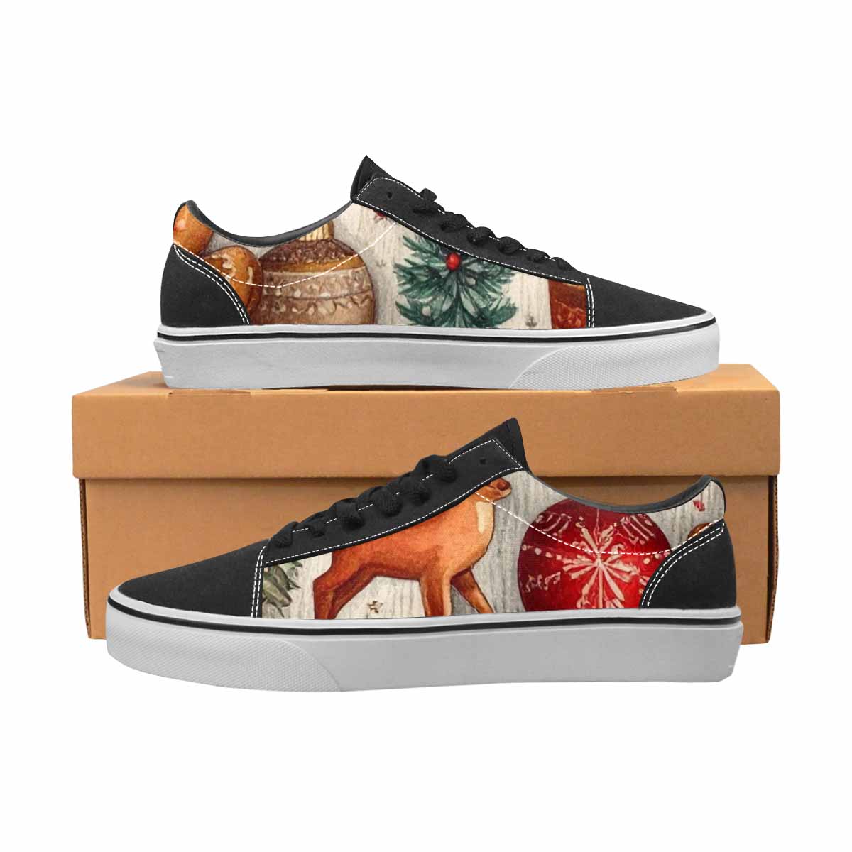 MEN'S Christmas Holly Snowflake Canvas Lace-Up Dreamcore Custom Shoes