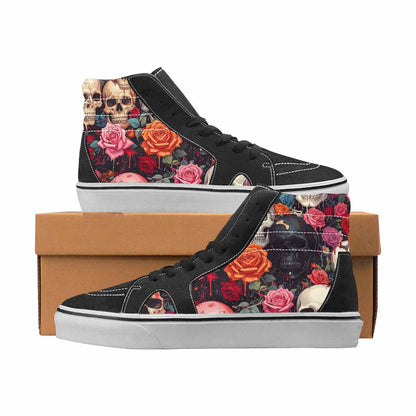 WOMEN'S Skulls High Top Canvas Artist-designed Wallpaper Art Custom Sneakers