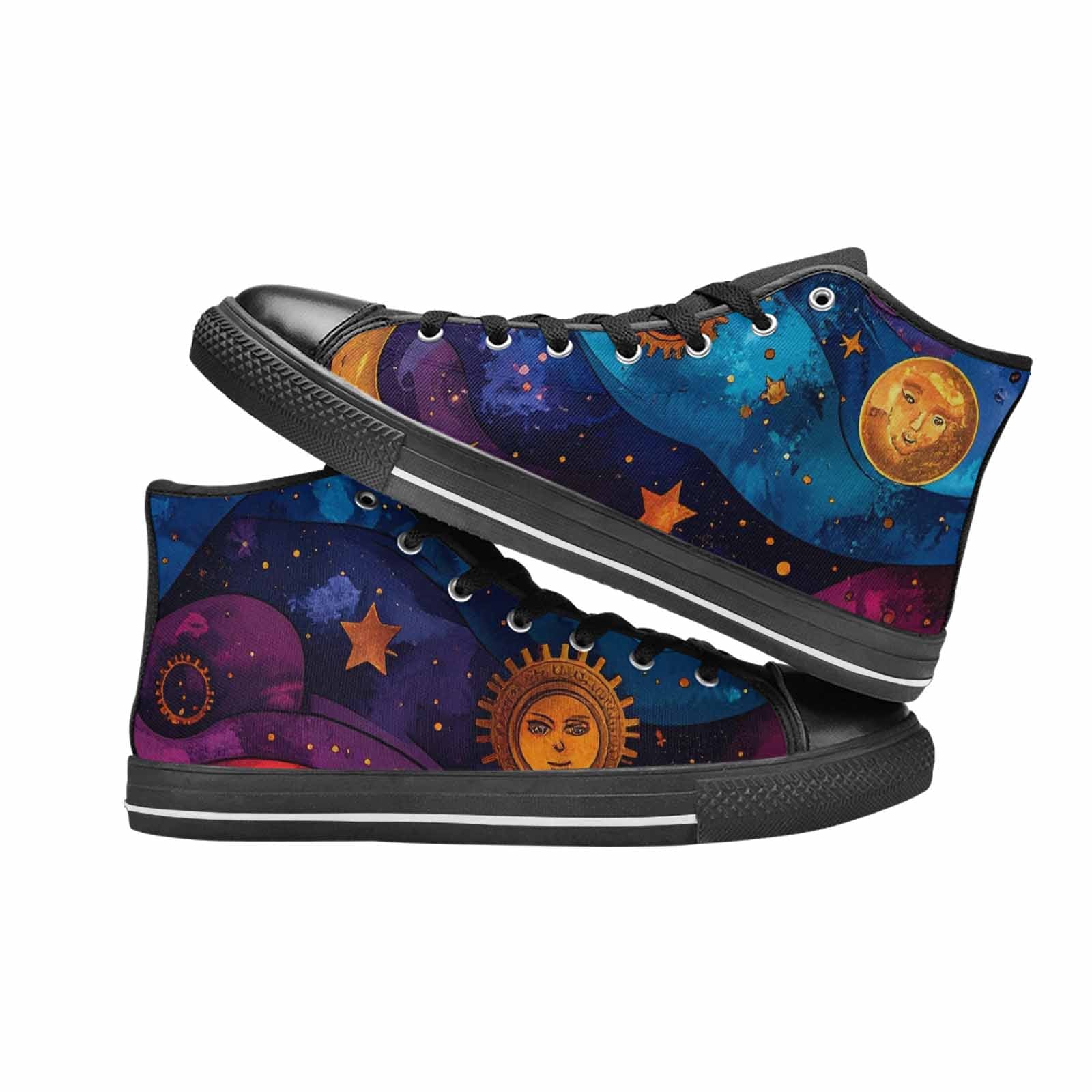 MEN'S Steampunk Galaxy High Top Canvas Neon Fantasy Custom Sneakers
