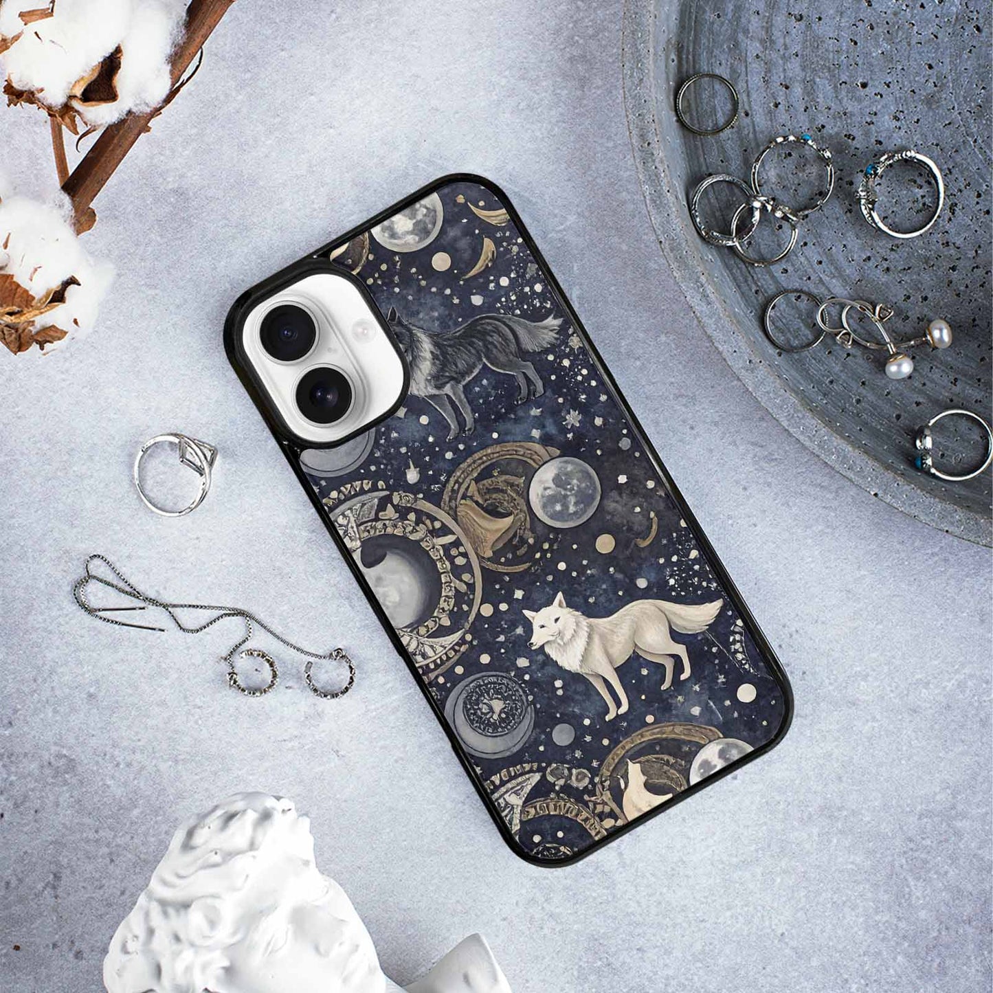 iPhone 16 Plus Case — Wolves Everywhere Collage Overlap Small Wolf, Unique Phone Case Design