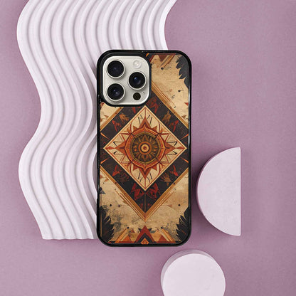 iPhone 16 Pro Max Case — Native American Geometric Pattern Arrows Feathers, Personalized Phone Case