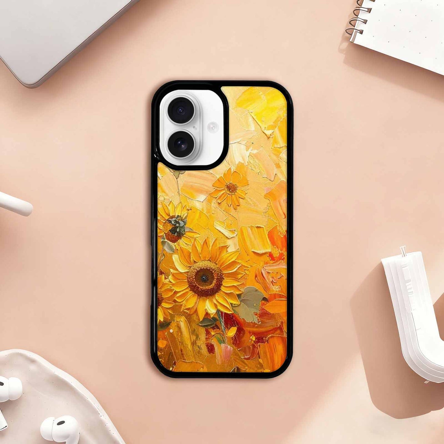 iPhone 17 Case — Impressionist Sunflower Brushstroke Pattern Floral, Custom Phone Case