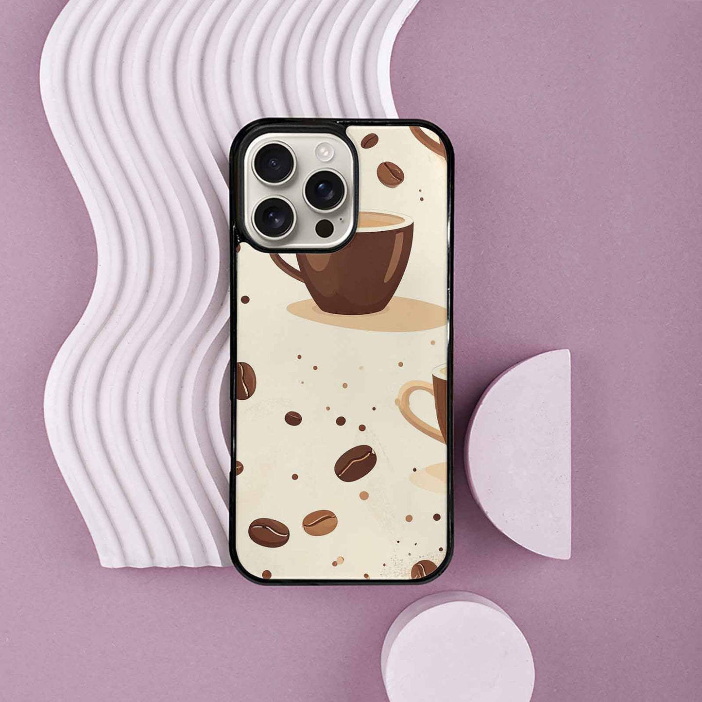 iPhone 16 Pro Max Case — Coffee Cup And Bean Pattern Seamless, Unique Phone Case Design