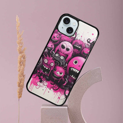 iPhone 15 Plus Case — Monsters General Black Pink Ink Cartoon, Custom Designed Case Cover