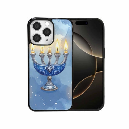 iPhone 15 Pro Max Case — Hanukkah Menorah Pattern Seamless Repeat Jewish, Custom Art Phone Cover