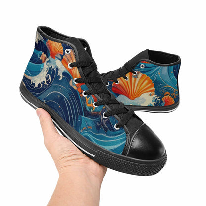 WOMEN'S Ocean Wave High Top Canvas Surreal Sneakers