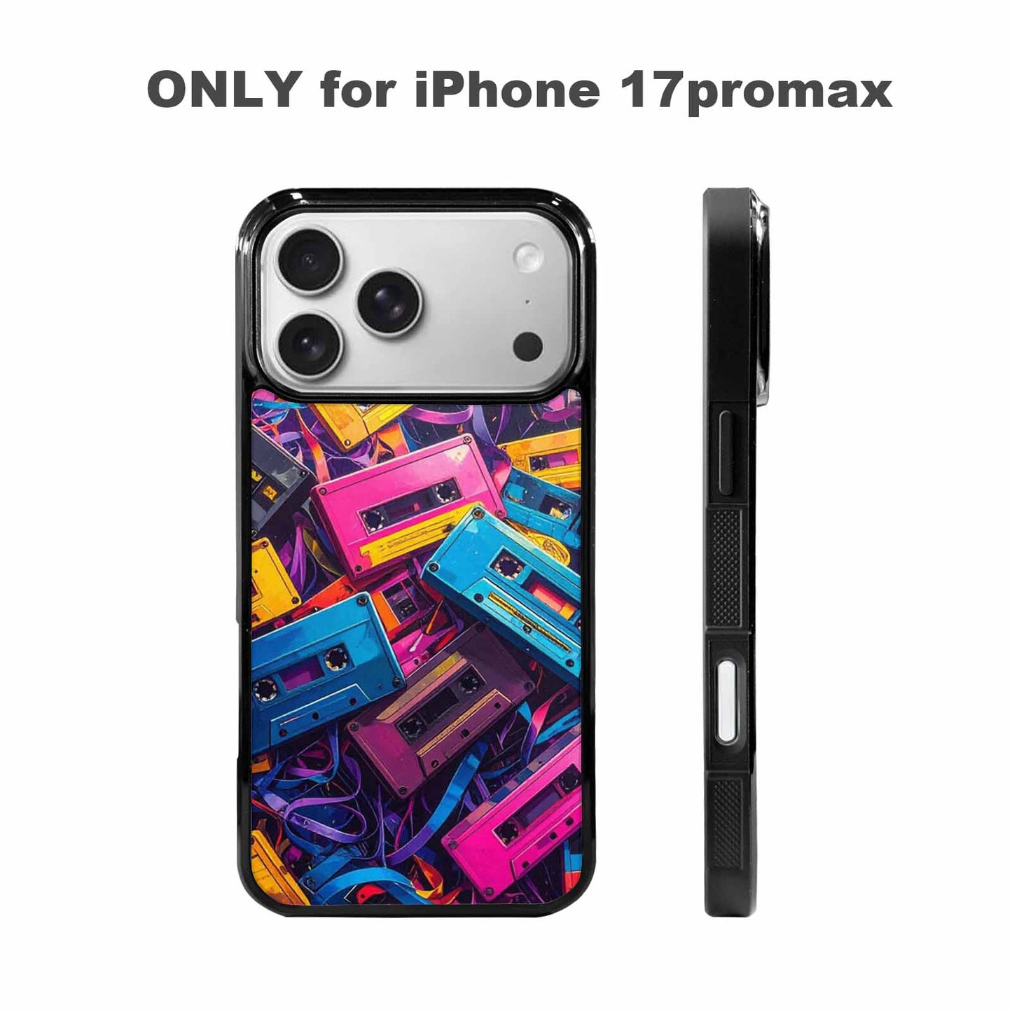 iPhone 17 Pro Max Case — Retro Cassette Tape Pattern Retro Vintage, Personalized Phone Case