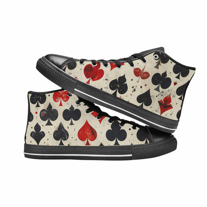 MEN'S Playing Card Suit High Top Canvas Wallpaper Art Sneakers