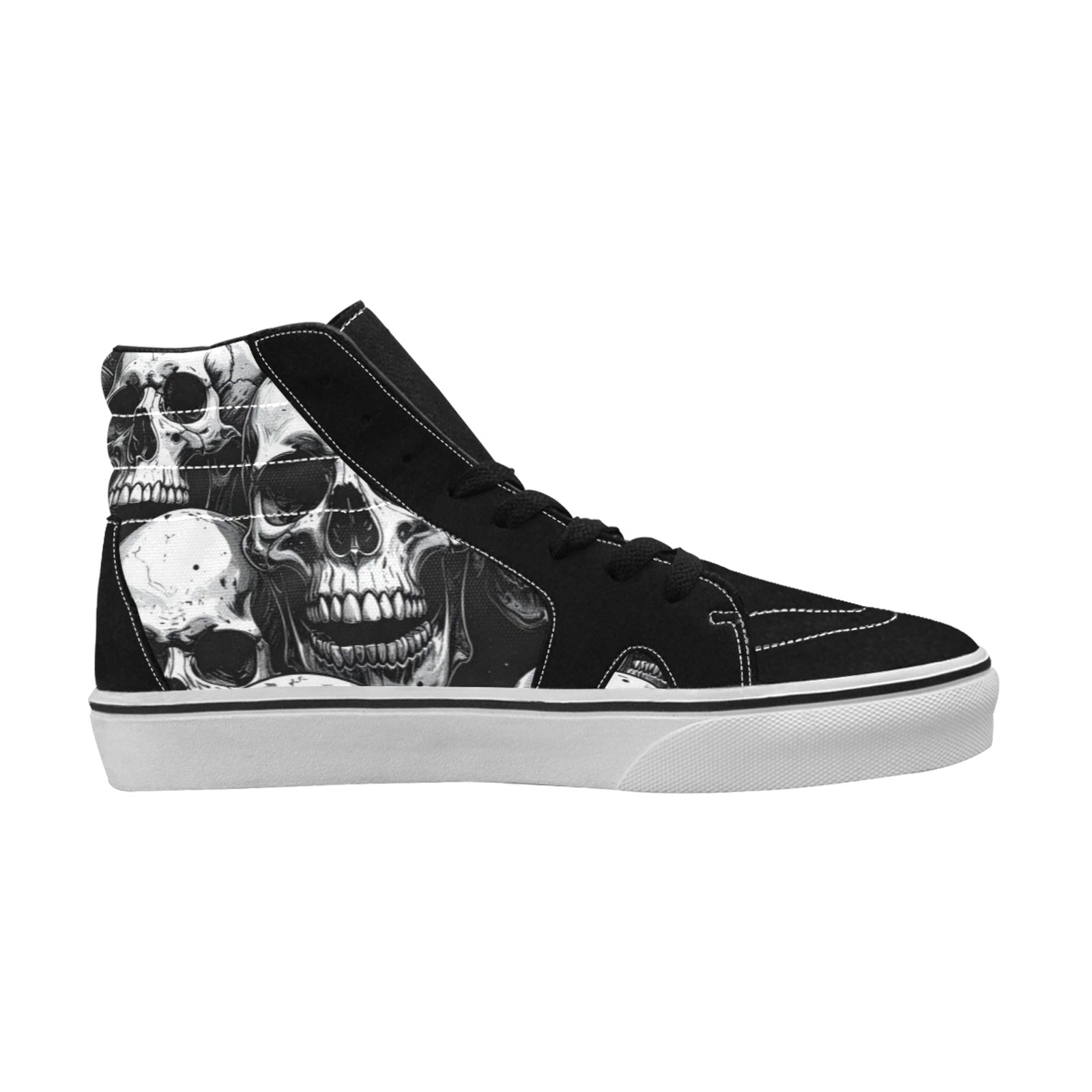 MEN'S Aggressive Comic Skull Black High Top Skateboarding Wallpaper Art Custom Sneakers