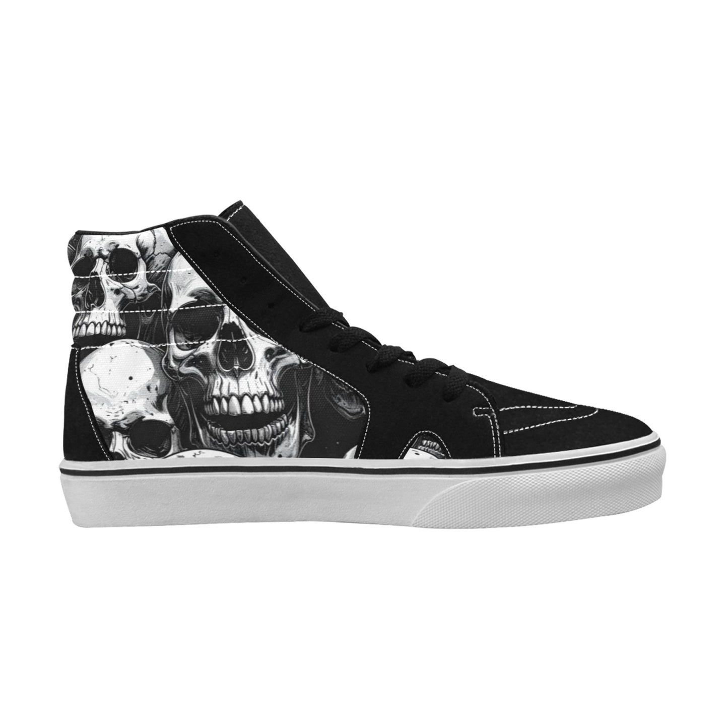 WOMEN'S Aggressive Comic Skull Black High Top Skateboarding Vivid Custom Sneakers