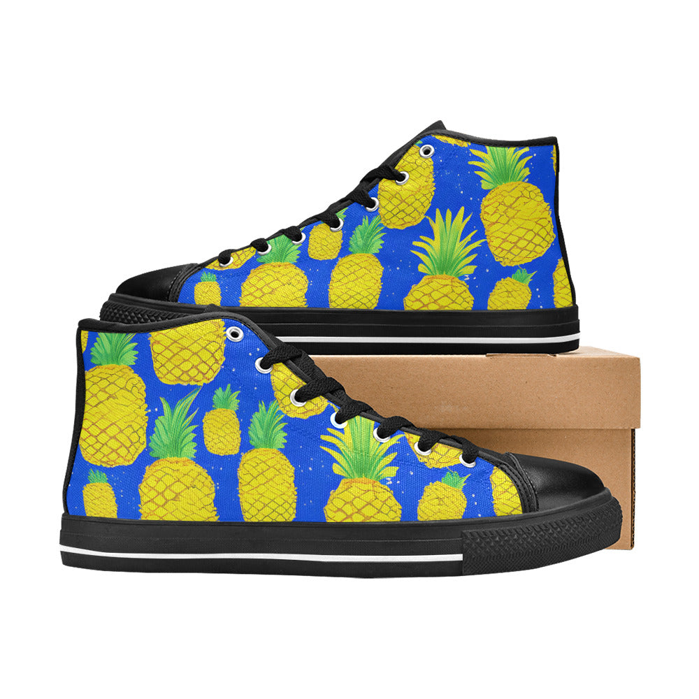 WOMEN'S More Pineapples 2 High Top Canvas Dark Academia Custom Sneakers
