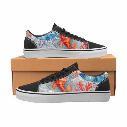 MEN'S Fish Scale Coral Canvas Lace-Up Cottagecore Custom Sneakers