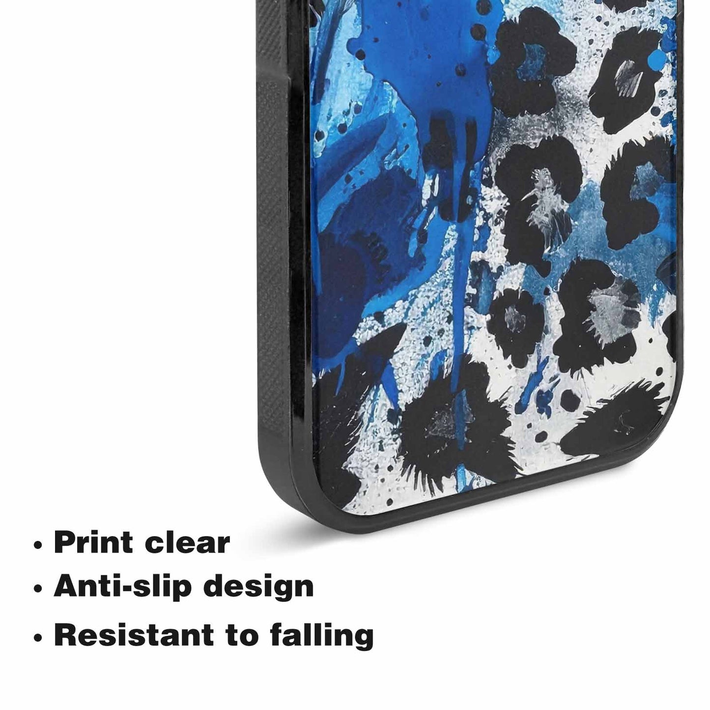 iPhone 15 Case — Animal Print Black Blue Ink Animal, Custom Designed Case Cover