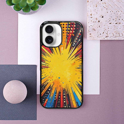 iPhone 16 Case — Comic Halftone Comic Bursts Pattern Hundreds, Custom Designed Case Cover