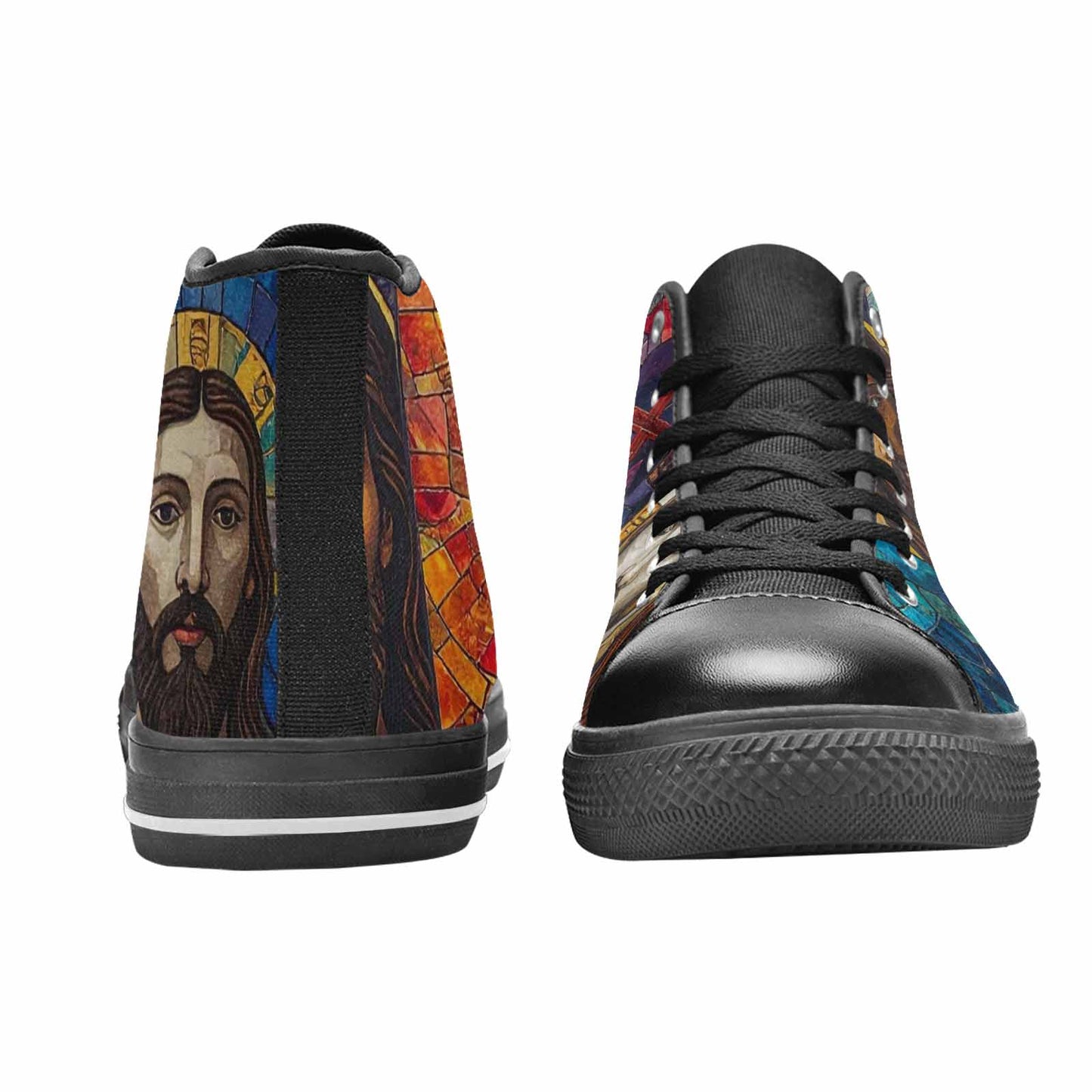 MEN'S Jesus Face Small High Top Canvas Vibrant Chaos Shoes