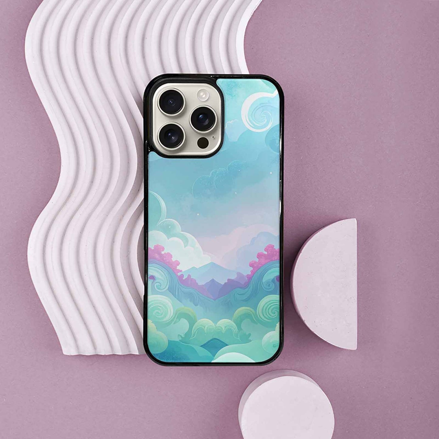 iPhone 16 Pro Max Case — Surrealist Dreamscape Illustration Pattern, Custom Print Case Cover