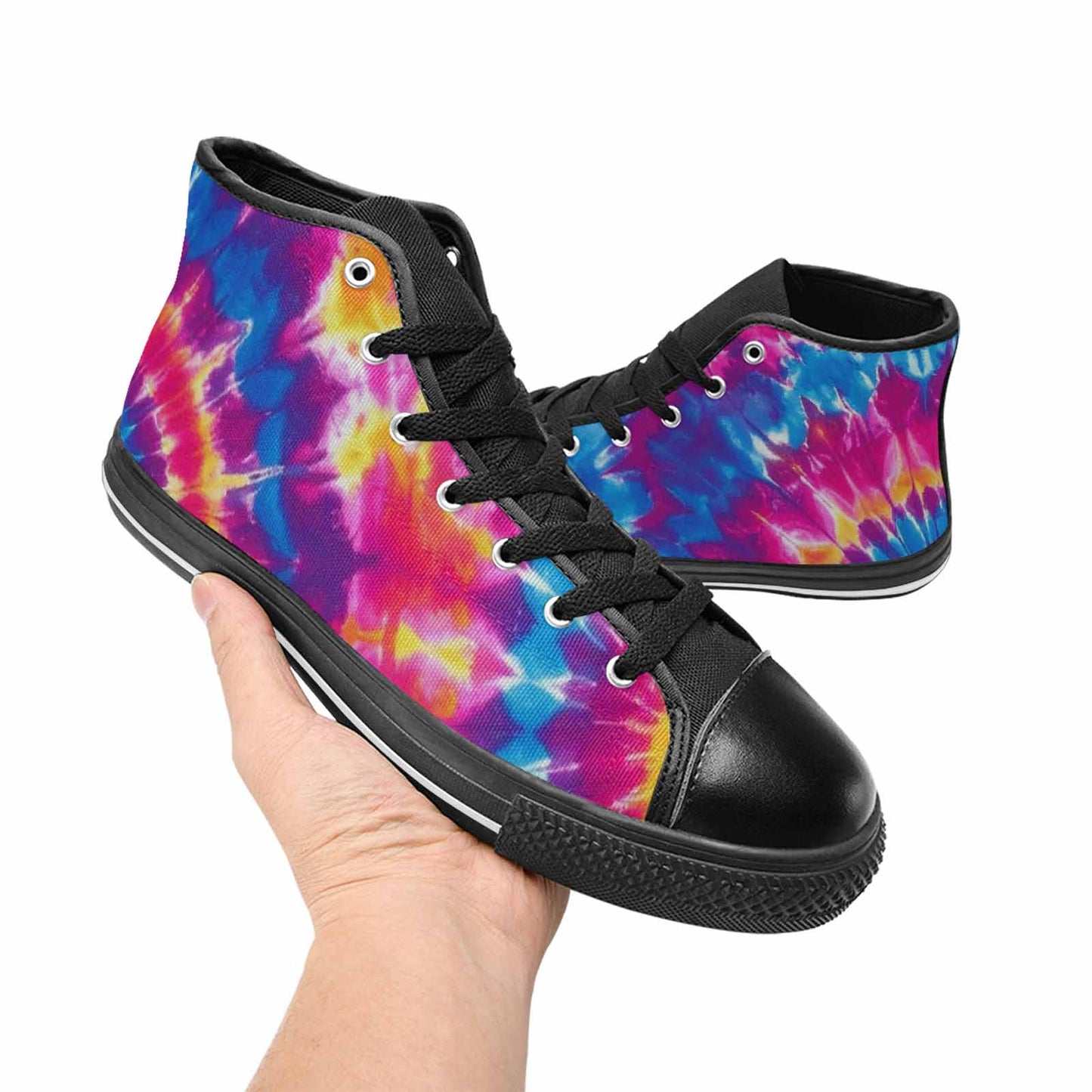 WOMEN'S Tie Dye Spiral High Top Canvas Dreamcore Custom Shoes
