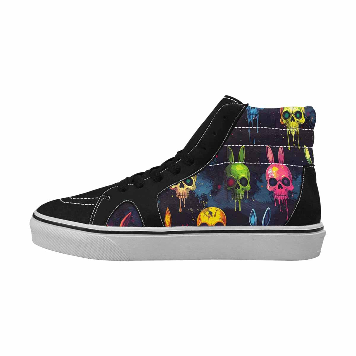 MEN'S Radioactive Ghost Bunny Skull High Top Canvas Aesthetic Custom Shoes