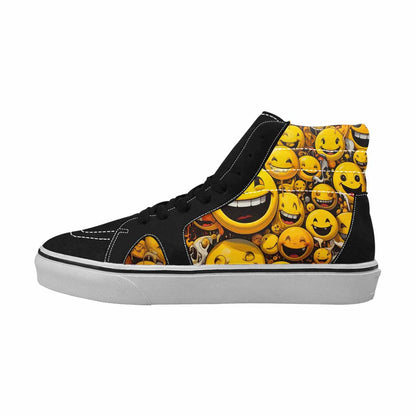 MEN'S Melting Moon Smiley — High Top Canvas Vibrant Chaos Custom Sneakers