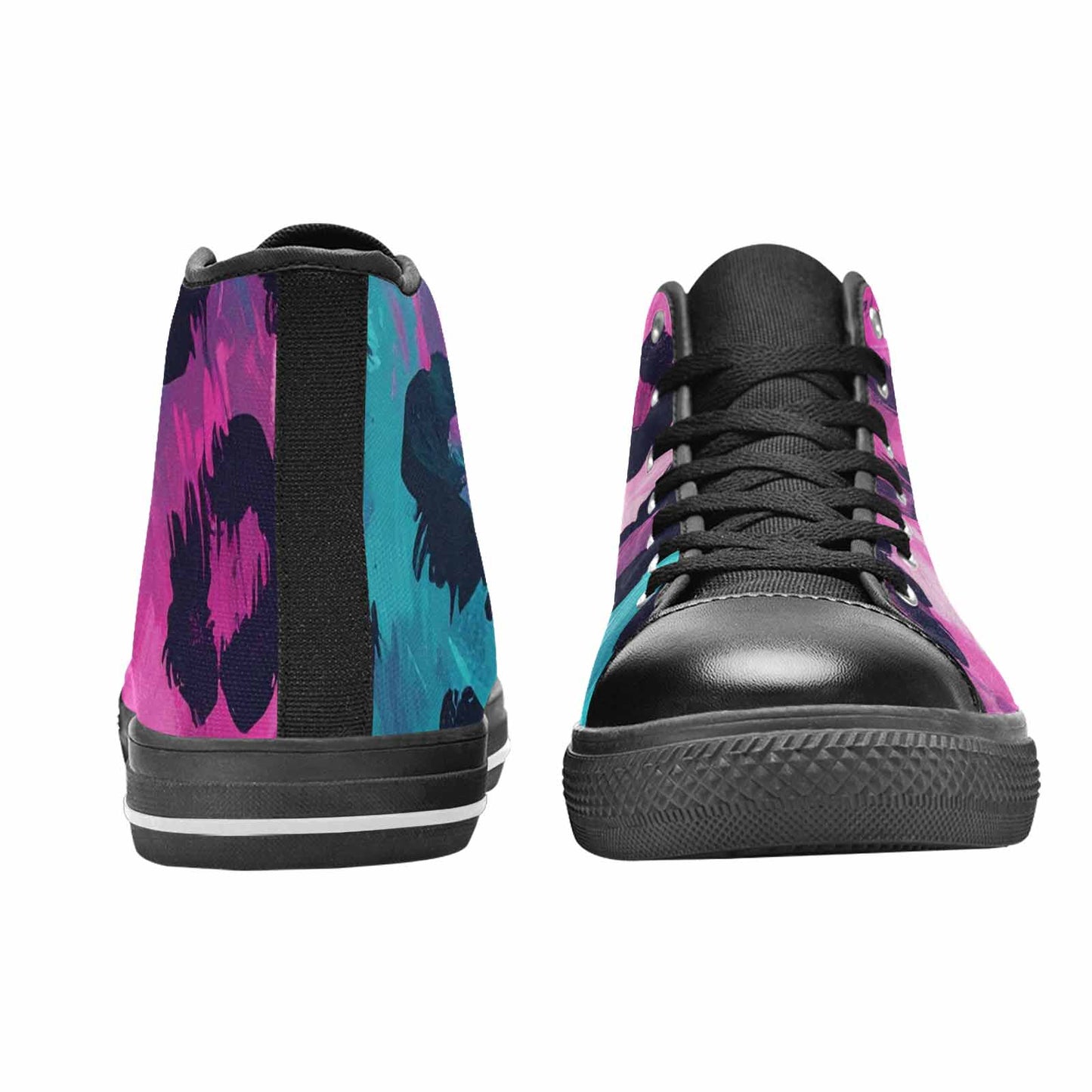 WOMEN'S Leopard Neon Pink Teal Airbrush High Top Canvas Y2K Custom Sneakers